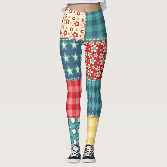 Vintages Steppmuster: Patchwork-Hintergrundmuster. Leggings (Vorderseite)