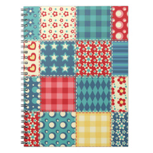Vintages Steppmuster: Patchwork-Hintergrundmuster. Notizblock