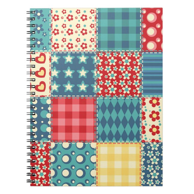 Vintages Steppmuster: Patchwork-Hintergrundmuster. Notizblock (Vorderseite)
