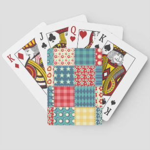Vintages Steppmuster: Patchwork-Hintergrundmuster. Spielkarten
