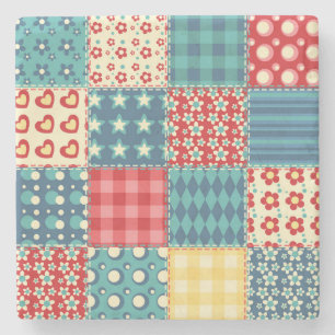 Vintages Steppmuster: Patchwork-Hintergrundmuster. Steinuntersetzer
