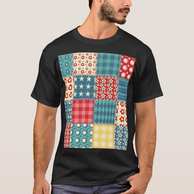 Vintages Steppmuster: Patchwork-Hintergrundmuster. T-Shirt (Vorderseite)