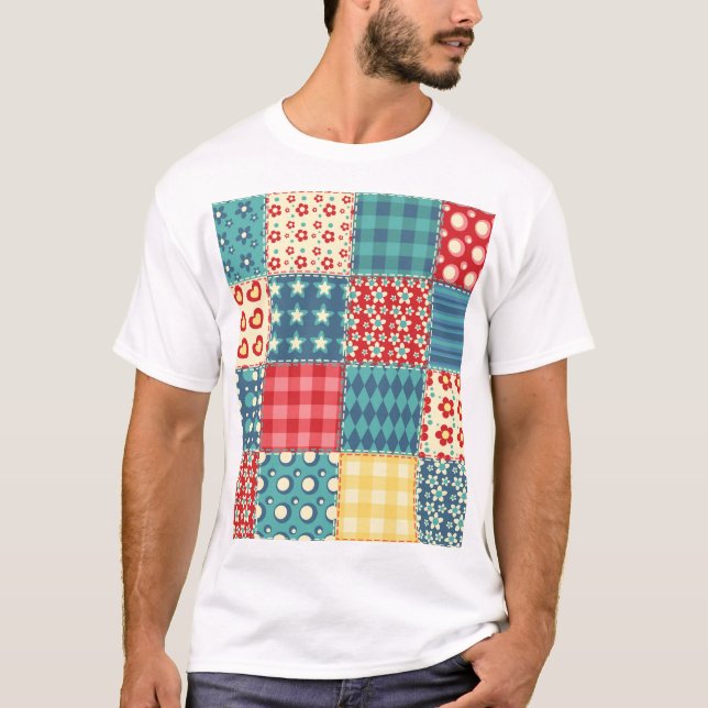 Vintages Steppmuster: Patchwork-Hintergrundmuster. T-Shirt (Vorderseite)
