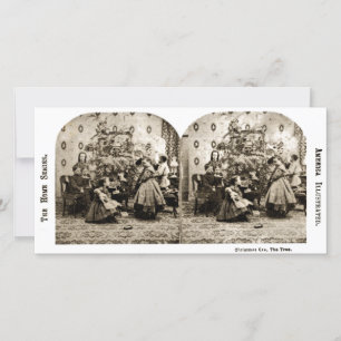 Vintages Stereoview - Heiligabend durch den Baum Feiertagskarte