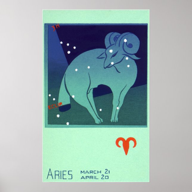 Vintages Sternbild, Astrologie Aries Ram Constella Poster (Vorne)