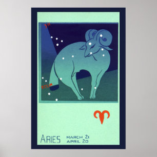 Vintages Sternbild, Astrologie Aries Ram Constella Poster