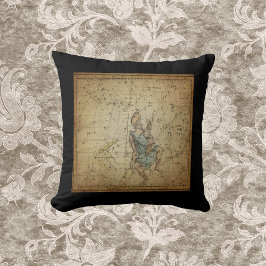 Vintages Sterndiagramm Auriga Konstellation auf sc Kissen