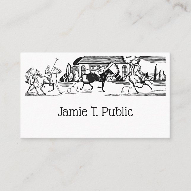 Vintages stilisiertes Polo-Match Zeichne #3 Black  Visitenkarte (Vorderseite)