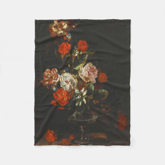 Vintages Stillleben mit Blume Fleecedecke (Vorderseite)