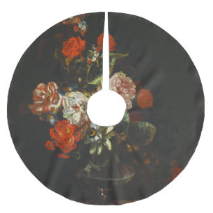 Vintages Stillleben mit Blume Polyester Weihnachtsbaumdecke