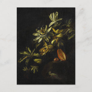 Vintages Stillleben mit Passionblüten Postkarte