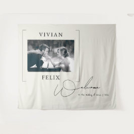 Vintages stilvolles Foto Hochzeit Willkommen Wandteppich