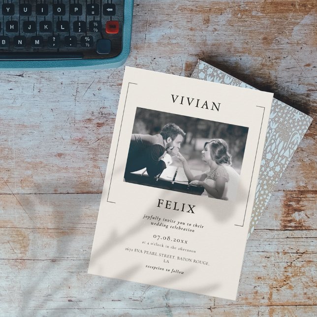 Vintages stilvolles Foto Hochzeitsempfang Einladung (Von Creator hochgeladen)