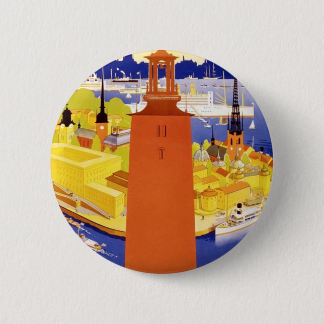 Vintages Stockholm Schweden Button (Vorderseite)