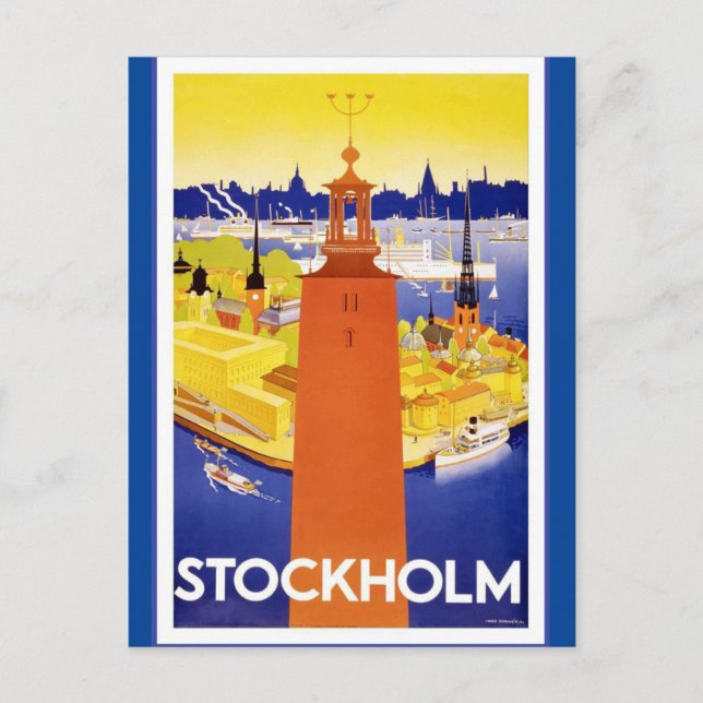 Vintages Stockholm Schweden Postkarte (Vorderseite)