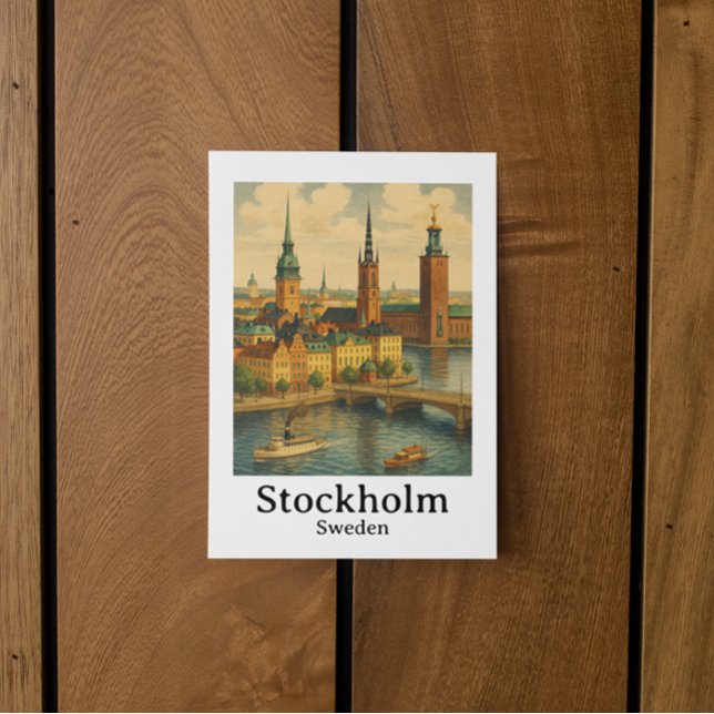 Vintages Stockholm Schweden Reisekunst Postkarte (Vintage Stockholm Sweden Travel Art Postcard)