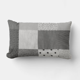 Vintages Stoffdesign Schwarz-Weiß-Fliesen Lendenkissen