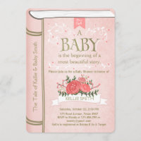 Vintages Storybook Baby-Duscheinladung Pink Gold