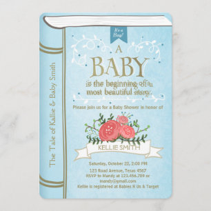 Vintages Storybook Babydusche Einladung Boy Blue