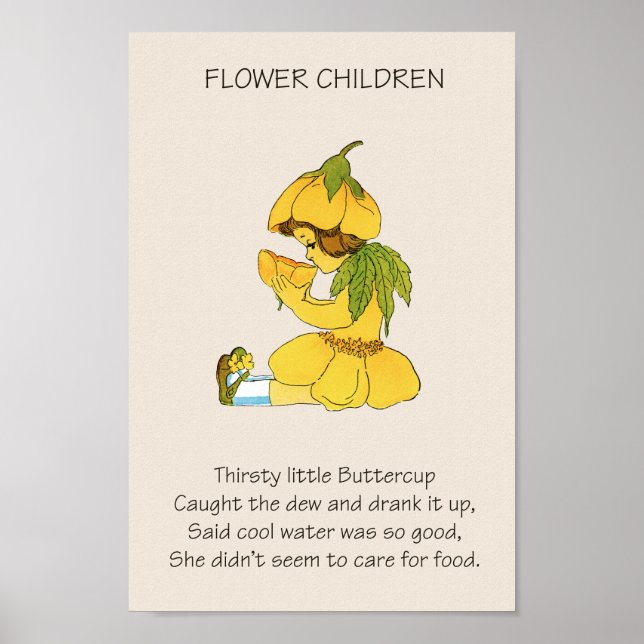 Vintages Storybook Blumen Children BUTTERCUP Poster (Vorne)