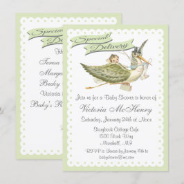 Vintages Storybook Stork Baby Shower Einladungen
