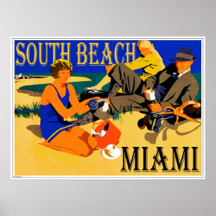 Vintages Strand-Plakat Südstrand-Miamis Poster