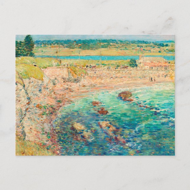 Vintages Strandbad Postkarte (Vorderseite)