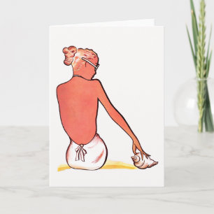 Vintages Strandmädchen mit seashing sommerlich ele Karte