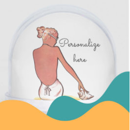 Vintages Strandmädchen mit seashing sommerlich ele Schneekugeln