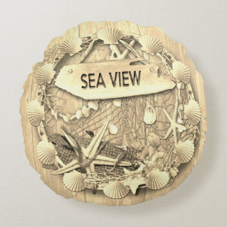 Vintages Strandpolster - Meerblick Rundes Kissen