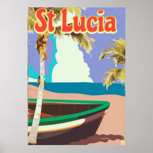 Vintages Strandprospekt von St. Lucia Poster