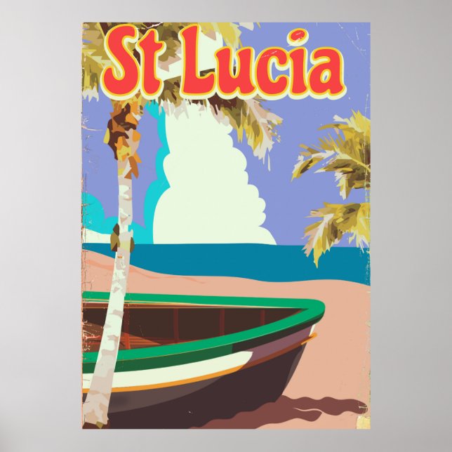 Vintages Strandprospekt von St. Lucia Poster (Vorne)