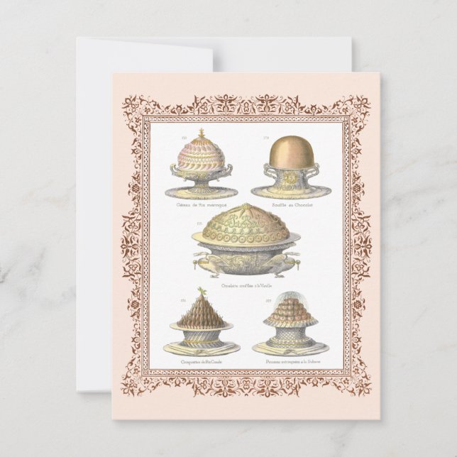 Vintages Stück Kuchen Abschluss der Kochschule I Einladung (Vorderseite)