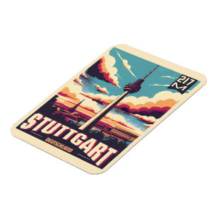 Vintages Stuttgart TV Tower Fernsehturm Magnet