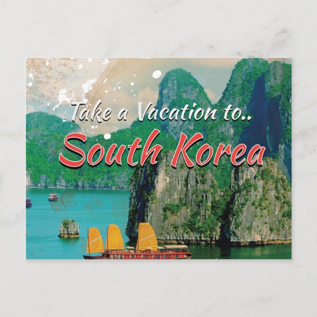 Vintages Südkorea Reiseplakat Postkarte (Vorderseite)