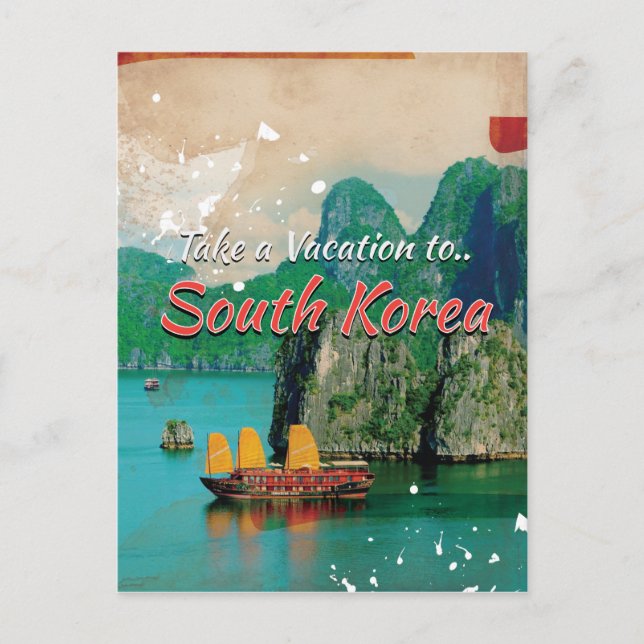 Vintages Südkorea Reiseplakat Postkarte (Vorderseite)
