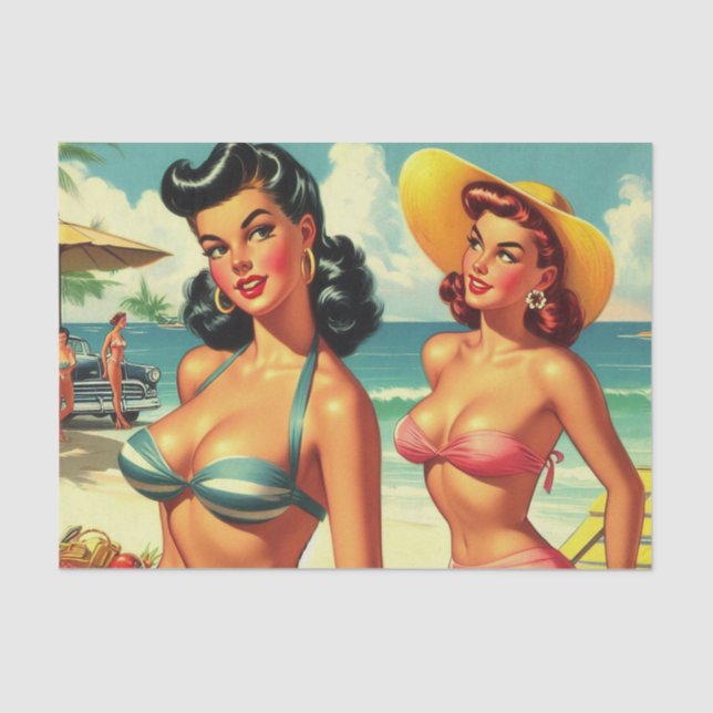 Vintages Summer Beach Button Ups Seidenpapier (Vorderseite)