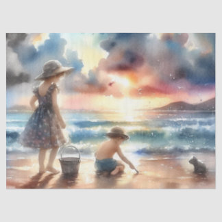 Vintages Summer Beach Kids 3 Tissue Paper Seidenpapier