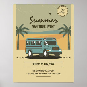 Vintages Summer Tour Poster, Kids Summer Camp Poster