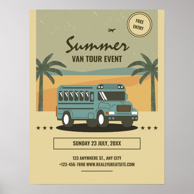 Vintages Summer Tour Poster, Kids Summer Camp Poster (Vorne)