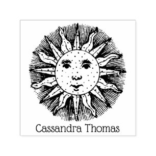 Vintages Sun-Gesicht Anthropomorphe Zeichnend #5 N Permastempel