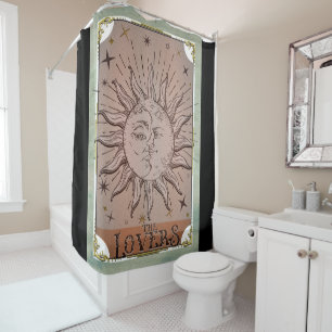 Vintages Sun & Moon Duality Lounge Tarot Card Kuns Duschvorhang