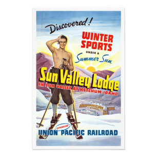 Vintages Sun Valley Idaho Skiverleih Poster