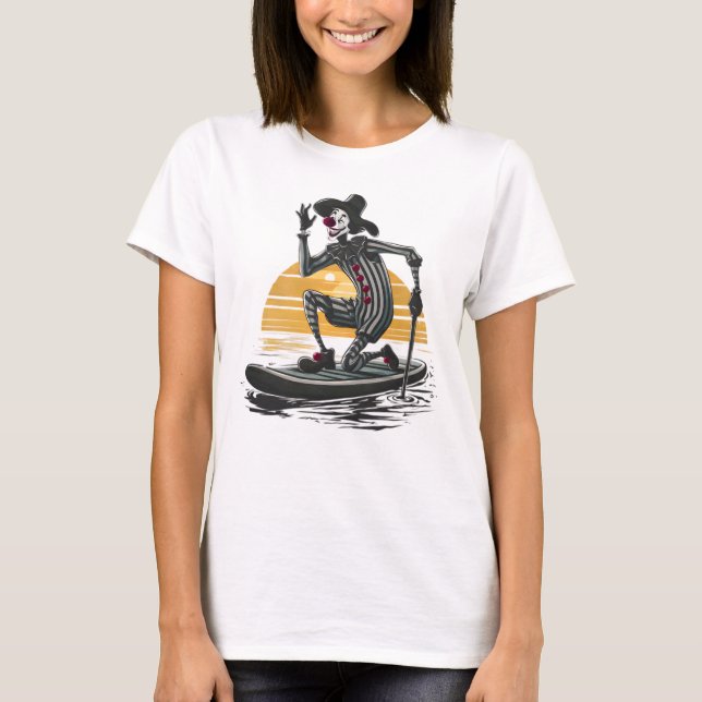 Vintages Sunset Clown Paddleboarding T-Shirt (Vorderseite)