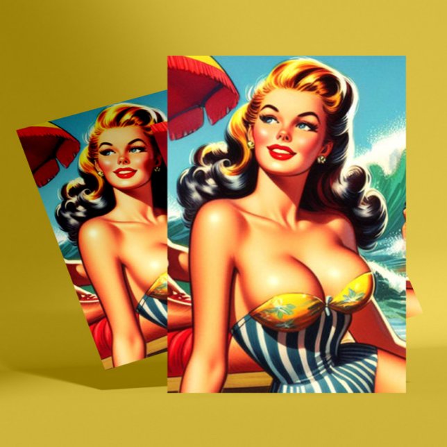 Vintages Surf-Button Postkarte (Von Creator hochgeladen)