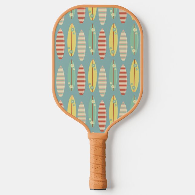 Vintages Surfbrett-Muster Pickleball Schläger (Vorderseite)