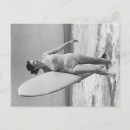 Vintages Surfmädchen Postkarte