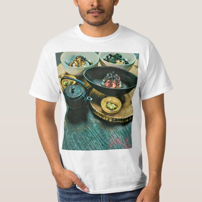 Vintages Sushi-Geschenk T-Shirt (Vorderseite)