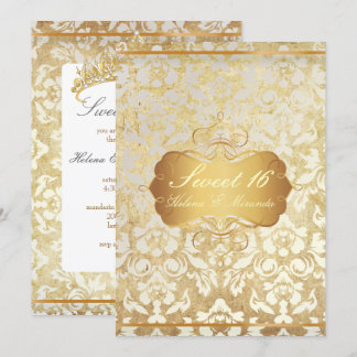 VINTAGES SWEET 16 Prinzessin Pearl Damask Pergamen Einladung