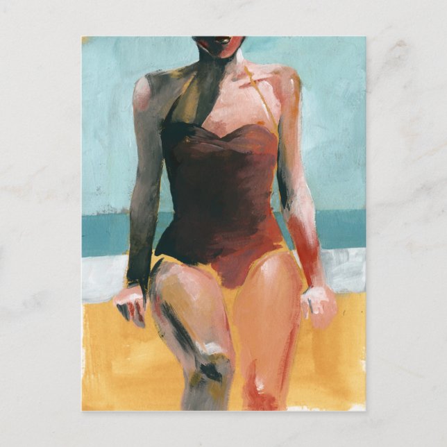 Vintages Swim - Red Swimsuit Postkarte (Vorderseite)